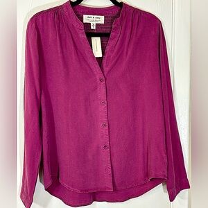 Cloth And Stone For Anthropologie 100% Tencel Smocked Top V Neck.Womans Size SML